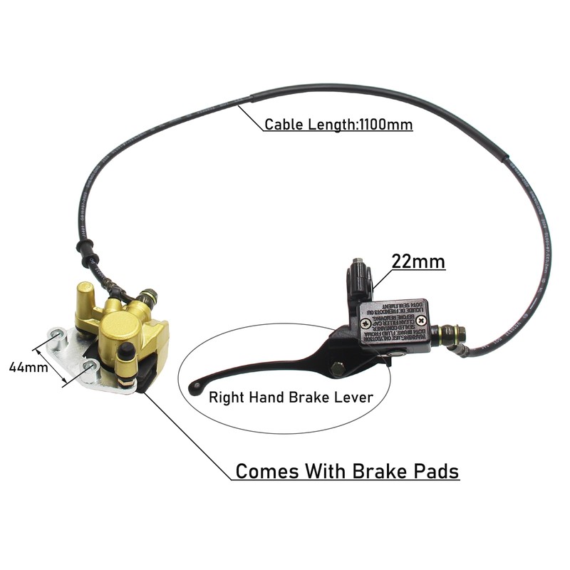 Hydraulic Front Disc Brake Caliper System Pads 50cc 90cc 110cc