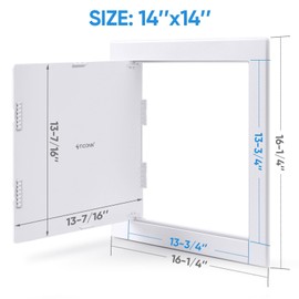 TICONN Access Panel for Drywall, 14 x 14 Inch ABS Plastic Wall Hole Cover Access Doors, Easy Install Plumbing Wall Panel for Drywall, Ceiling, Wiring and Cables