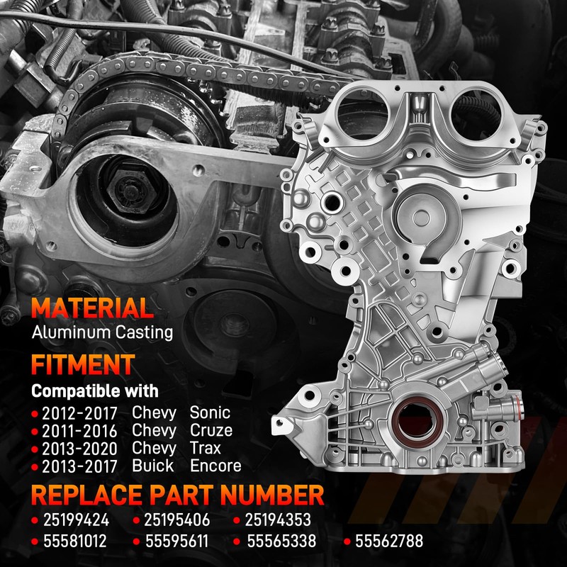 25199424 Engine Timing Cover Compatible with Chevy Sonic 2012-2017 Cruze