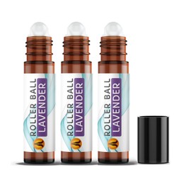 Lavender Essential Oil Aromatherapy Roll On, 3 x 10ml | Roller Ball Essential Oils for Skin | Vegan, Made in UK