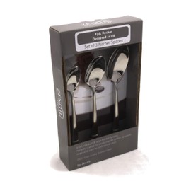 Rocher Chef Professional Catering Spoons Set of 3, Small, Medium and Large, 18/10 Rocher Spoons, Stainless Steel, Perfect for Producing a Rochelle and One Handed Quenelle