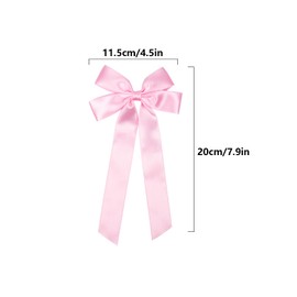 2Pcs Hair Bow Clips Ribbons Hair Bows Tassel Hair Ribbon for Women Girls, Satin Silky Hair Bows for Toddler Girls(Light Pink)