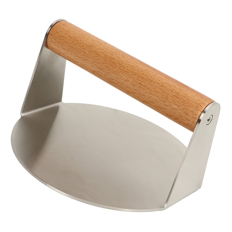 Hamburger Press 304 Stainless Steel Smooth Surface Wooden Handle Easy