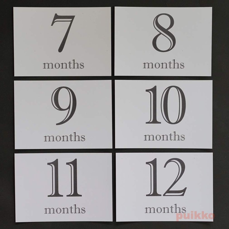 Baby Monthly Card Shadow Monochrome (L-format)
