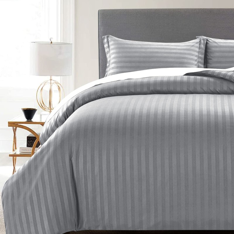 MOONLIGHT20015 Single Duvet Cover Set Reversible Stripes Satin Bedding Set