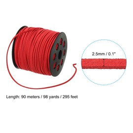 PATIKIL Suede Leather Cord 2.5mm 98 Yard, Faux Suede Cord Flat Leather String with Roll Spool for Necklace Bracelet Beading Jewelry Making, Red