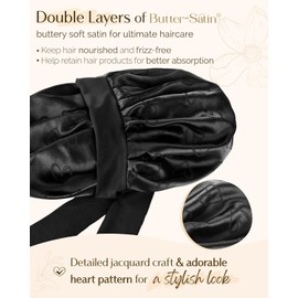 YANIBEST Double Layer Satin Bonnet for Sleeping Women Printed Pattern Silk Bonnet with Tie Band for Women Curly Natural Hair