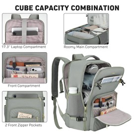 MOMUVO Travel Backpack Sets for Women,Carry On Backpack Flight Approved,Large 17 Inch Laptop Backpack Luggage Backpack with USB Charging Port