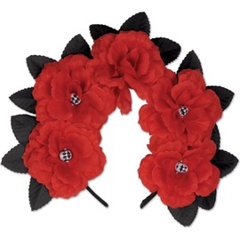 Beistle Day of The Dead Red Floral Headband