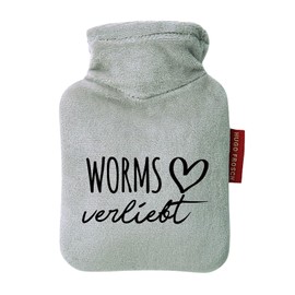 Huuraa Taschenwärmer Worms verliebt Geschenk 0,2 Liter Grey Mini Veloursbezug Worms Geschenkidee