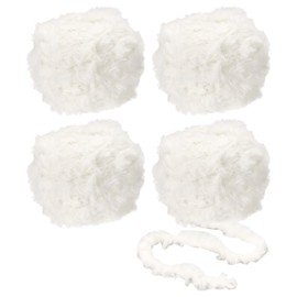 PATIKIL 35yds Faux Fur Yarn, 4 Skeins Fuzzy Yarn Crochet Fluffy Yarn Soft Chunky Polyester Plush Fur Eyelash for Crocheting Knit Blanket Rug Sweater Scarf Hat Bear Craft, Beige White