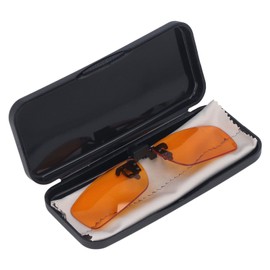 Clip On Glasses Efficient Blue Lights Blocking 180 Degree Vertical Flip Portable Orange Glasses Clip Lens for Daily Life (Rectangle)