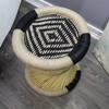 Natural Geo Moray Decorative Handwoven Jute Accent Stool (2, Black/Beige