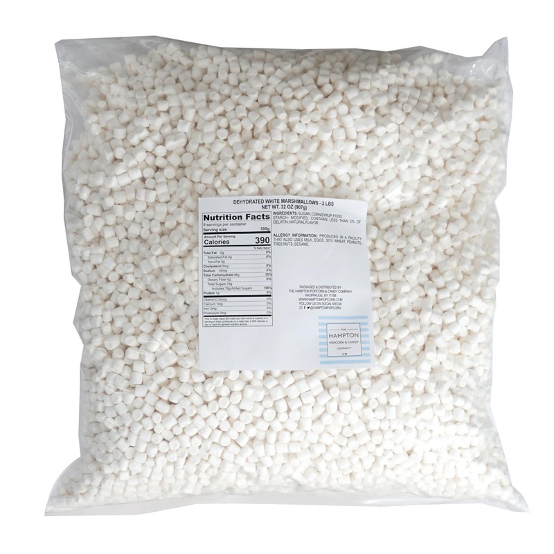 Dehydrated Marshmallows, 2 Pound Bulk Bag Mini Marshmallows, The Hampton