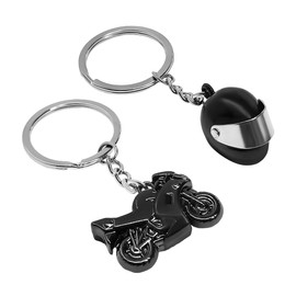 NYTKL 2 piezas llavero de casco de motocicleta, llavero de motocicleta creativo con casco, llavero 3D de moto metálico para hombres, negro, 1.2×0.7 inches