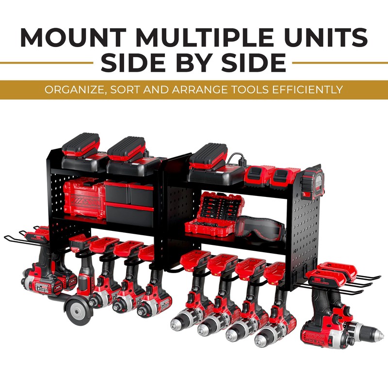 BUILTSTRONG Power Tool Organizer-6 Drill Holder Wall Mount, 3 Tier