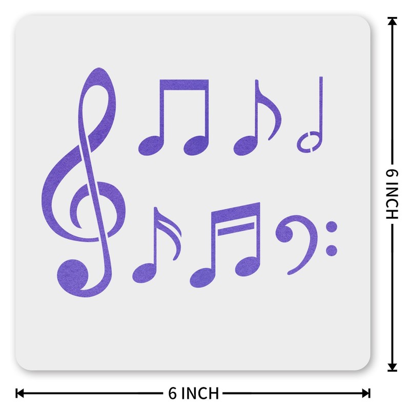 MAGJUCHE Music Notes Stencil 6 Inches, Reusable Musical Stencil for