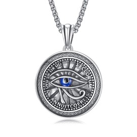 KATHLU Eye of Horus Necklace 925 Sterling Silver Evil Eye Necklace Eye of Horus Pendant Protection Necklace Jewelry Gifts for Women Men