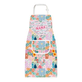 MYSOMY Nana Apron With Pockets Grandma Nanny Aprons Nana Themed Gift Boho Flower Gift Apron for Nana Grandparent Gift (NANA Apron)