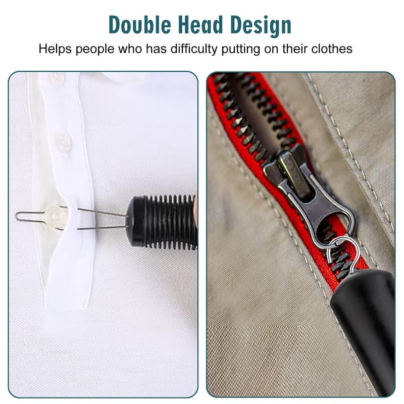 Pack of 2 Black Button Fasteners Elderly Dressing Aid Aid
