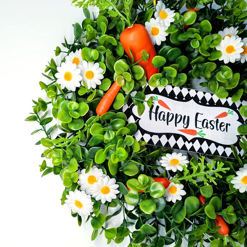 Easter Carrot Wreath Daisy Eucalyptus Wreath Indoor Outdoor Happy Easter