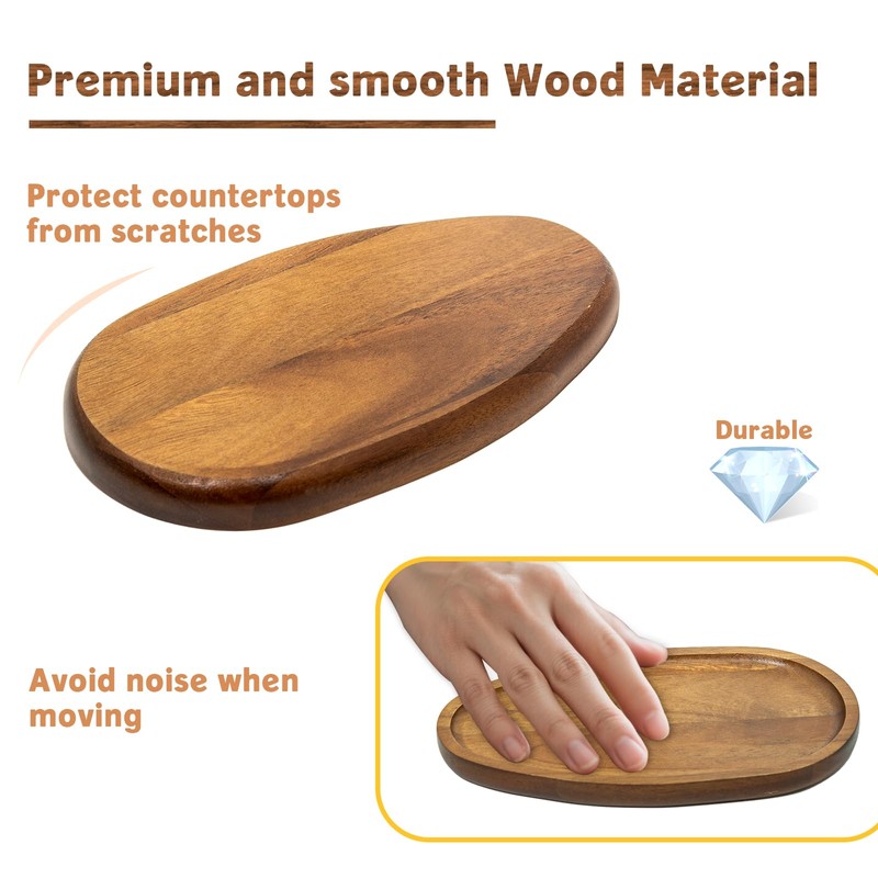 Caylielam Salt and Pepper Mill Holder Wood Tray, Kitchen Pepper