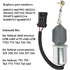 ZeeKee Fuel Shut Off Solenoid Switch Compatible with Bobcat Skid Steer 751 753 763 773 643 743 Stop Shut Down Solenoid Kit 6681513 for Bobcat S150 S160 S175 S185 T190 12V