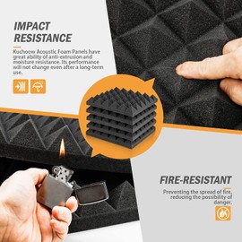 Acoustic Foam, Pack of 12 Foam Pyramids for Podcasts, Recording Studios, Offices, Home Cinema, Acoustic Foam Mats (30 x 30 x 5 cm) (Black)