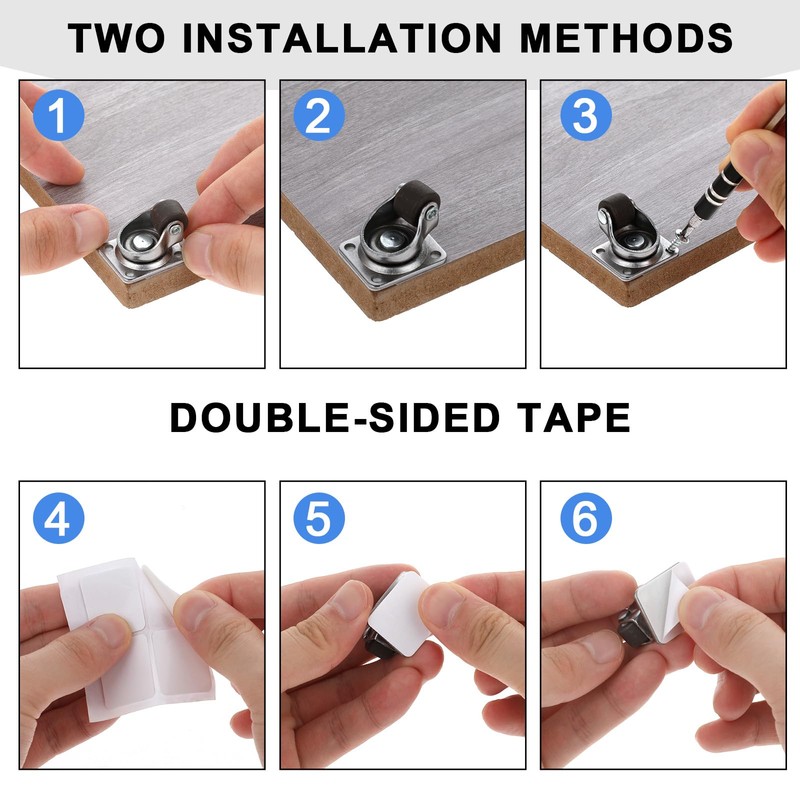 8Pcs 1/2inch Small Caster Wheels, 360 Degree Swivel Casters Set,