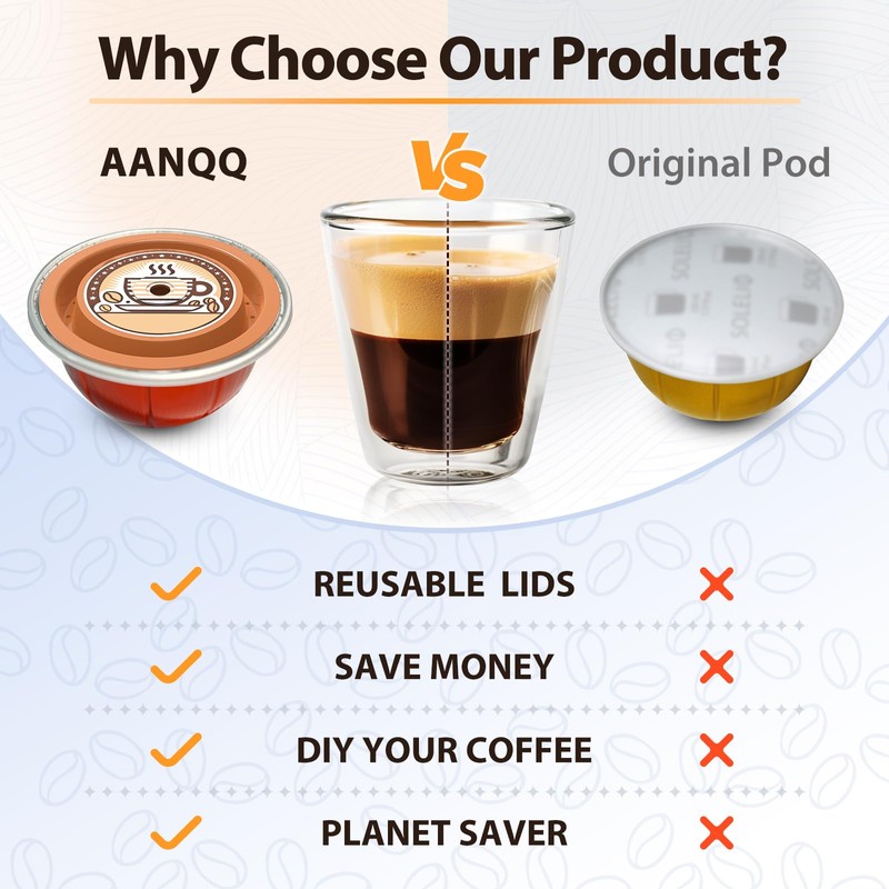 AANQQ Reusable Lids for Nespresso Pods Vertuo, 6pcs Food Grade