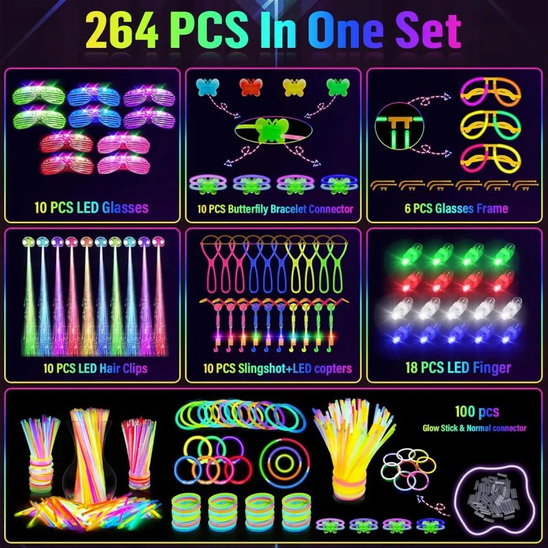 264pzs Juegos Luminosos Neón Luz Eventos Regalo Fiesta Boda