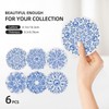 Coasters with Holder,Blue and White Flower Style Ceramic Drink Coaster,