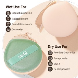 MSQ 5Pcs Makeup Sponge For Foundation Concealer and Powder, Triangle Powder Puff Soft Sponges Blender, Latex Free Blender Sponge For Liquid, Cream, Powder Seamless & Flawless Makeup (Green)