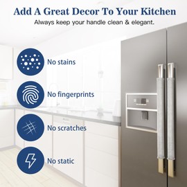 Refrigerator Door Handle Covers Set of 4, Make Kitchen Appliance Fridge Oven Microwave Dishwasher Clean,Protect Antiskid Washable Decor Cloth,Keep Off Smudges Fingerprint Oil Stain, Light Gray