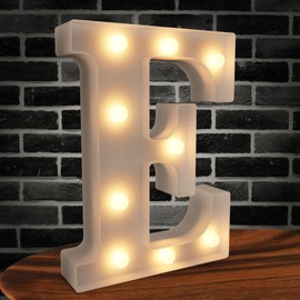 Marquee Letters Light up Letters, 26 Alphabet Battery Powered LED Lights, Night Light White Plastic Letters for Engagement Party Wedding Baby Shower Birthday, Letters for Wall Decor (Letter E)