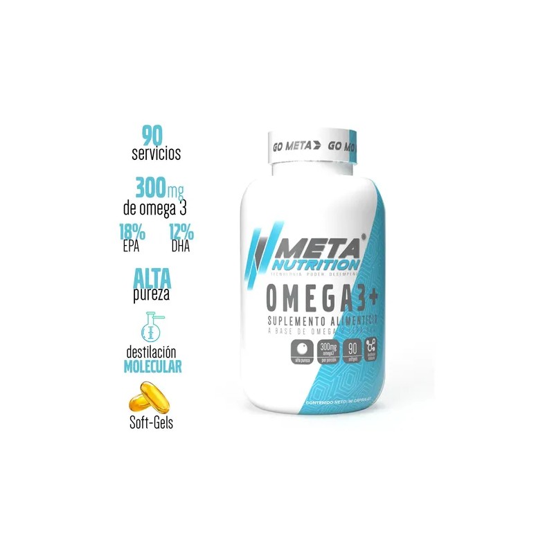 Omega 3 Meta Nutrition Omega+ Contenido 90 Softgels Sabor capsulas