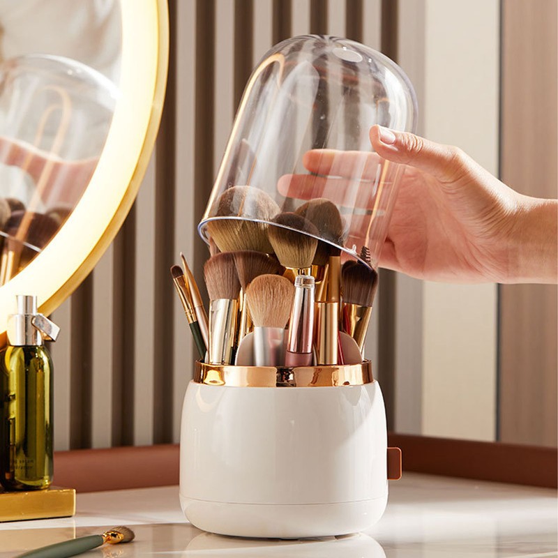 Rotate Dustproof Makeup Brushes Holder Storage 5 Compartments Waterproof Makeup