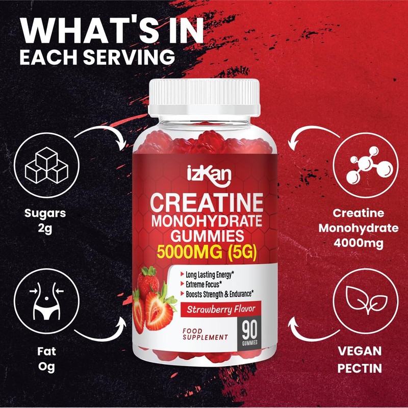 Creatine Gummies 5000mg (5G) for Men & Women - 90