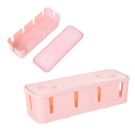 DOITOOL Socket Storage Box Anti-dust Power Strip Organizer Lightweight Cable Management for Home Office Pink