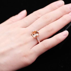 Uloveido Beautiful Cushion Cut Round Simulated Citrine Rose Gold Plated Solitaire Wedding Promise Rings for Her, November Birthstone Rings for Mom (Size S) RA0415