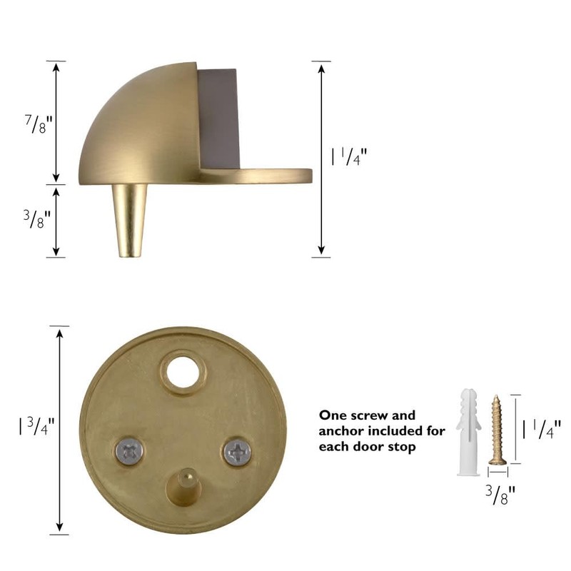 Dome Door Stop Wall Protectors with Rubber Stopper – Satin