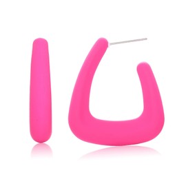 RUOFFETA Acrylic Huggie Statement Earrings, Colorful Dome Huggie Hoop Earrings for Women(Hot Pink)