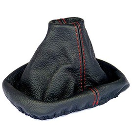 L & P Car Design Shift Boot Cover Genuine Leather Compatible with VW Golf MK4 4 IV for Bora MK4 for Jetta MK4 1997-2006 Manual Transmission Black red Stitch