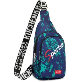 Tundwhite Men's Small Shoulder Bag, Chest Pocket, Men's Small Sling Bag with Headphone Hole, for Touring Shopping and Hiking (Green), Green