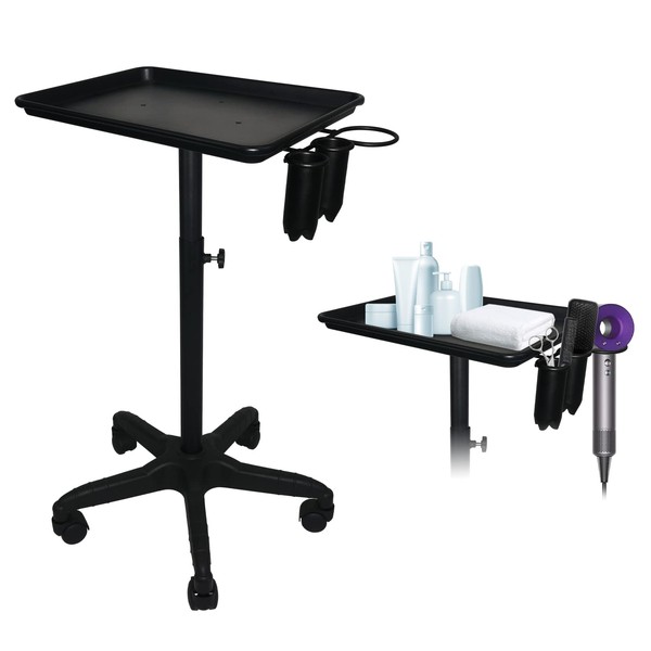 LEIBOU Beauty Aluminum Salon Tray Cart, Professional Adjustable Salon Instrument