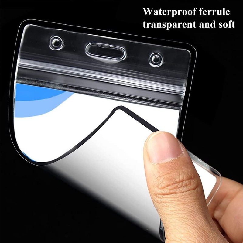 SIOPPKIK Waterproof ID Card Sleeves with Lanyard, Transparent PVC ID