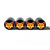 Orange Fox Face Tire Valve Caps - Black Aluminum -