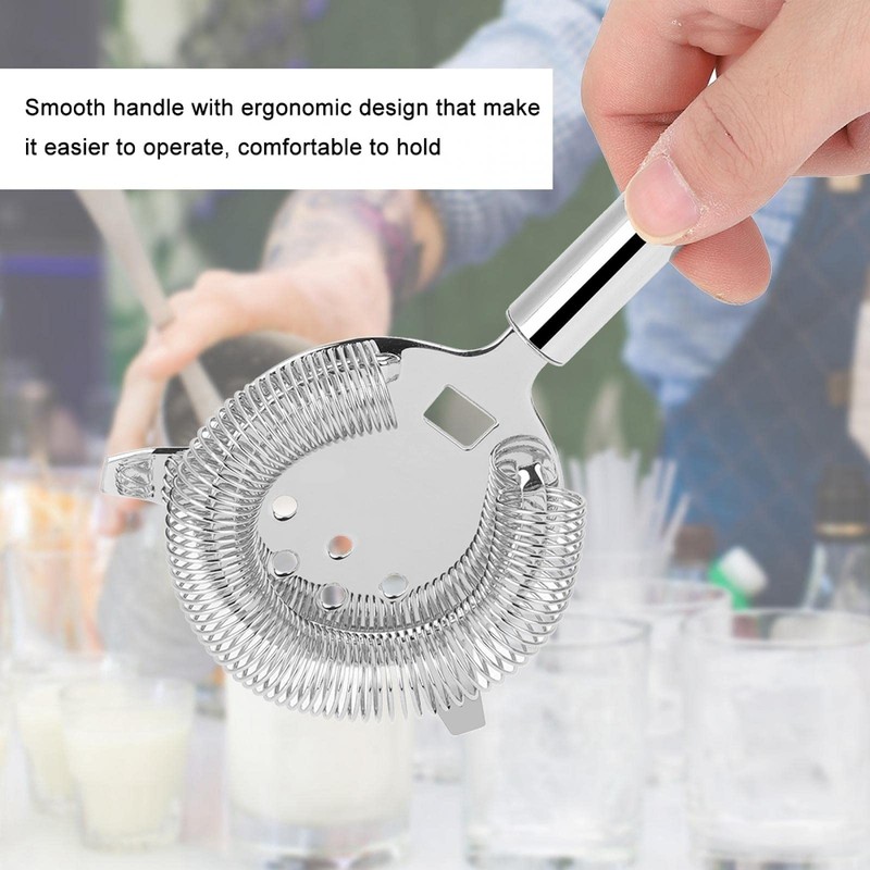 Raguso Stainless Steel Cocktail Strainer Professional Hawthorne Cocktail Strainer Filter