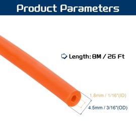 PATIKIL 26 ft (8 m) Natural Latex Tube, 1/16 Inch (1.8 mm) ID x 3/16 Inch (4.5 mm) OD Twin Rubber Bands Rubber Tube for Sports, Fitness, Toys, High-Quality Natural Latex, Non-Slip Orange