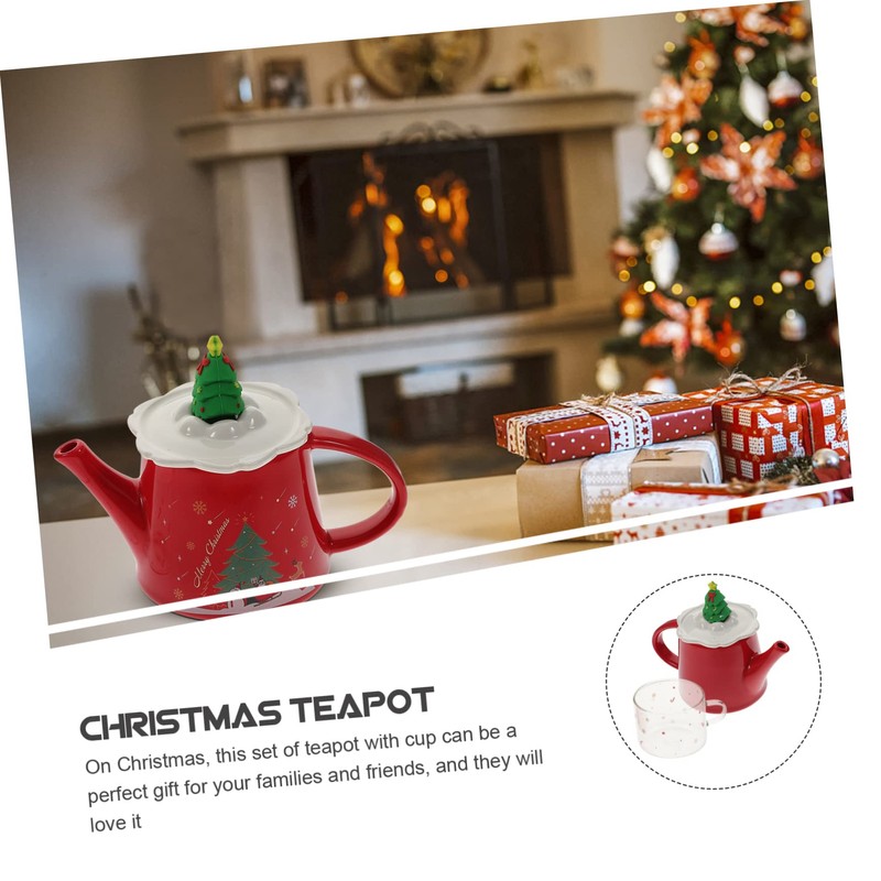 Ciieeo 1 Set Ceramic Teapot Set with Christmas Tree Design